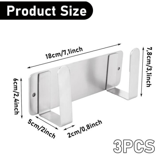 Wall-mounted lid holder, self-adhesive, space-saving, for cupboard doors, silver 1