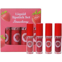 Pack of 4 liquid lip glosses for girls, velvety soft and with a non-stick coating, 3 ml, beauty products for a fresh skin.