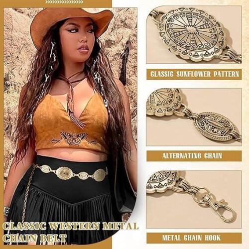 Women's belt, bohemian style, women's chain belt, adjustable elastic straps 2