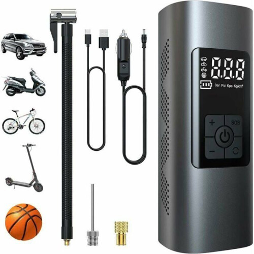 Mini Electric Air Pump, 6000mAh, Portable 150 PSI Compressor with LCD Display and LED Light, VHV