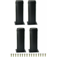VHV set of 4 adjustable furniture legs in black stainless steel, 15 cm, for cabinets and sofas