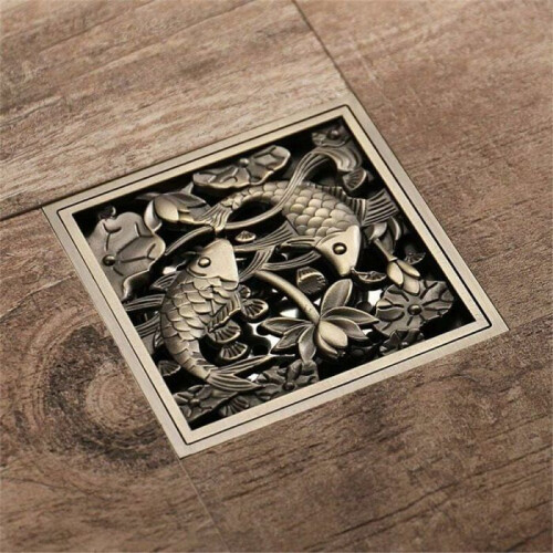 Retro copper bathroom drain, odor-resistant, insect-resistant, non-reflective, green bronze, VHV 1