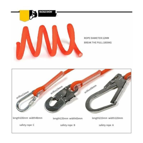 Professional nylon safety line with hook – High-quality climbing and fall protection, 5 m, VHV 1