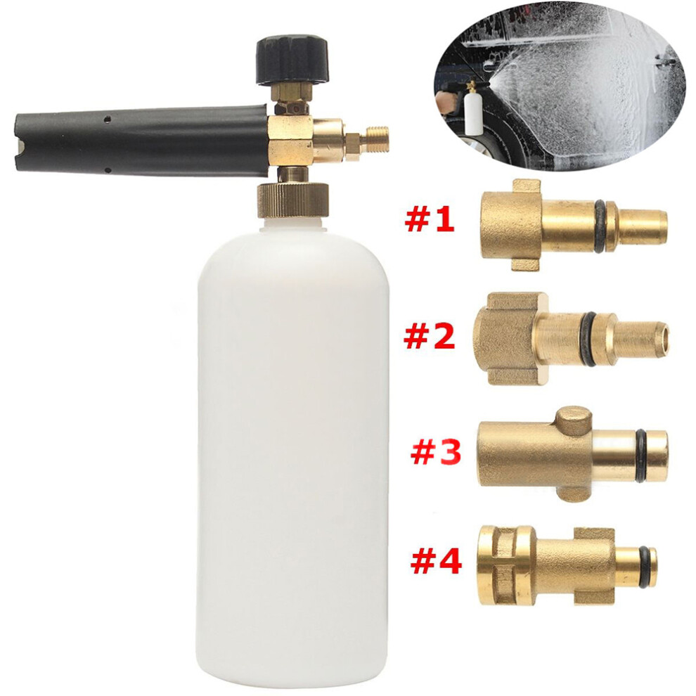 Adjustable Car Wash Snow Foam Lance Pressure Nozzle Soap Bottle Gun 1/4" Adapter for Karcher Bosch Lavor Nilfisk Bubble Foaming Washer