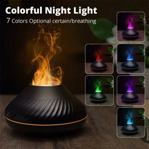 Flame diffuser for essential oils, 7 flame colours, automatic switch-off protection, black, VHV 2