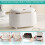 Table waste bin with push button lid, small bathroom waste bin, mini office waste bin, white, VHV 4