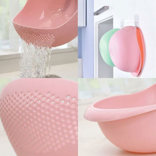 Set of 2 multifunctional plastic draining baskets for washing fruit and vegetables VHV 2