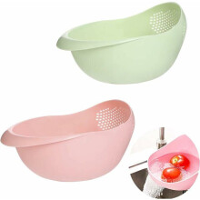 Set of 2 multifunctional plastic draining baskets for washing fruit and vegetables VHV