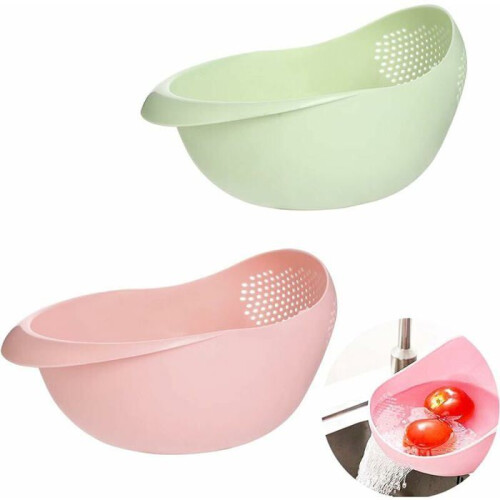 Set of 2 multifunctional plastic draining baskets for washing fruit and vegetables VHV
