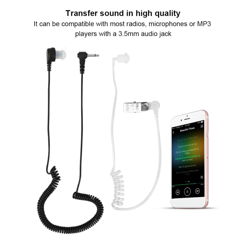 3.5Mm Mono Listen Only Surveillance Acoustic Tube Earpiece Headset Anti Radiation For Radio 9491324337506