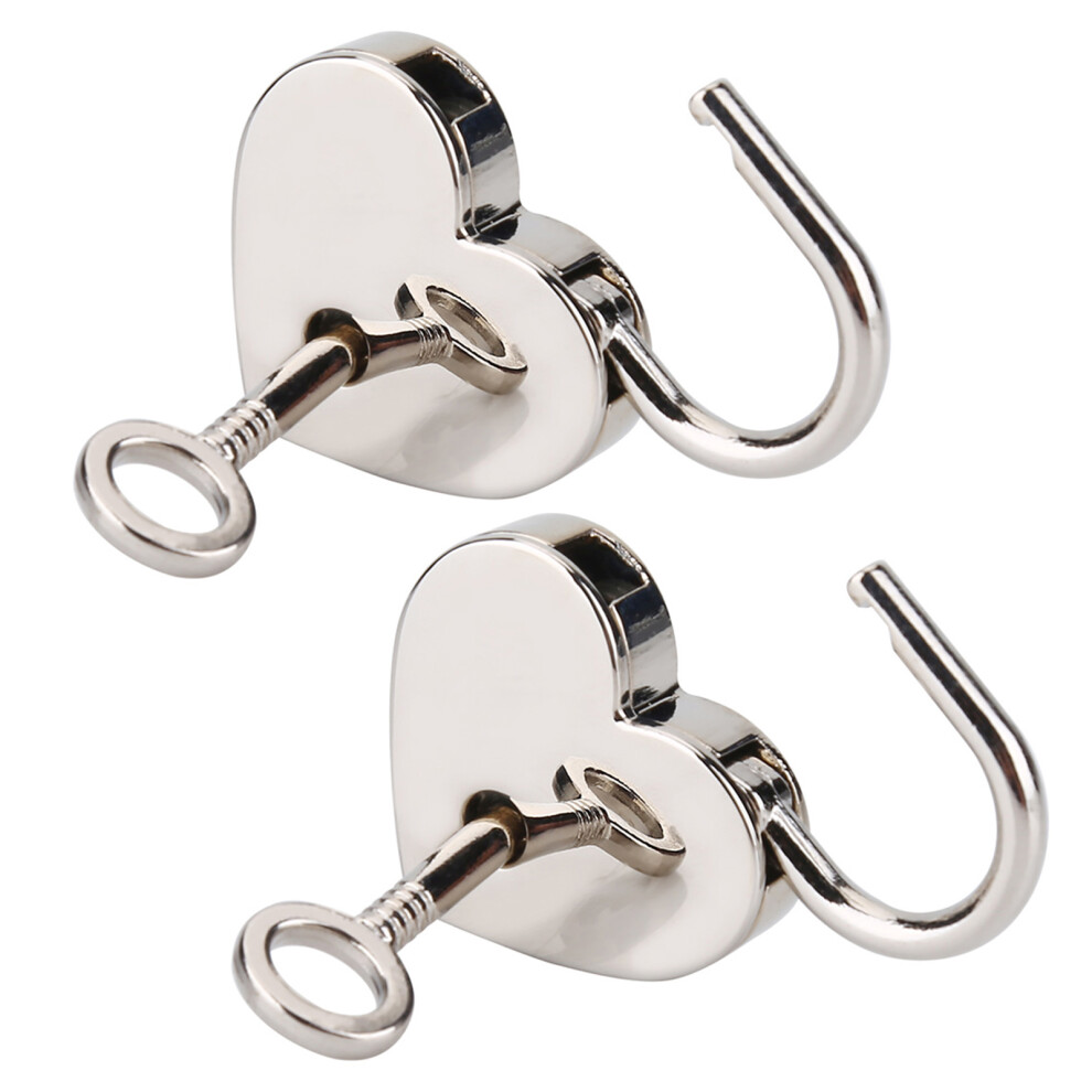 2 Sets Heart Shaped Padlock & Skeleton Key Metal Lock For Luggage Diary Book Jewelry Box 6931324338897