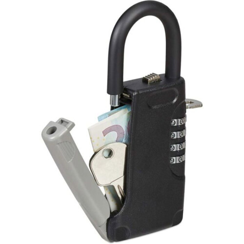 Key cabinet with handle, 4-digit external code, small key cabinet HxWxD 145 x 6 x 2 cm, black VHV