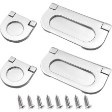 VHV 4 pcs 35-75 mm stainless steel concealed handles with screws for drawers, cabinets, wardrobes, silver