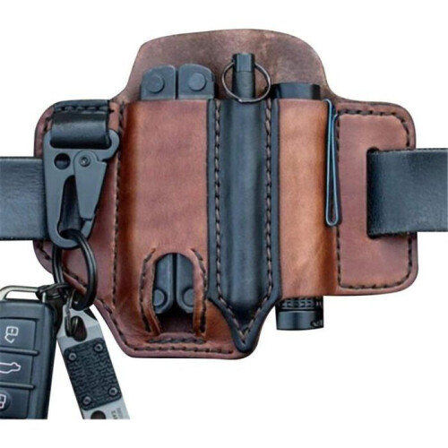 Belt pouch, multifunctional belt pouch, belt pouch, EDC tool pouch with key ring, brown VHV