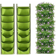 2-pack hanging plant bags, 100 x 28 cm, 7 compartments, vertical plant bags for plants and flowers, suitable for VHV
