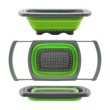 Collapsible kitchen sieve with extendable handle, silicone pasta drainer VHV