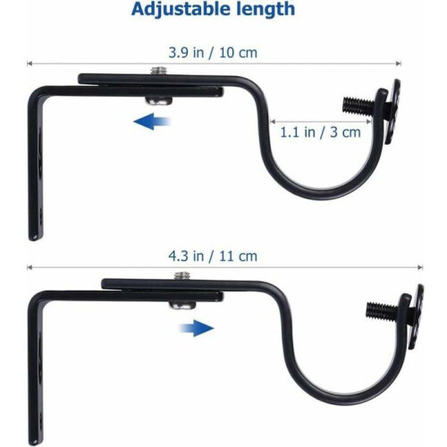 Adjustable curtain rod holder, 20-28 mm, black, 2 pieces, VHV 2