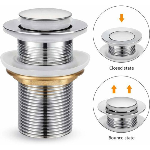Universal sink plug, eccentric plug without overflow, automatic drain plug with drain plug without pull rod, VHV valve 2