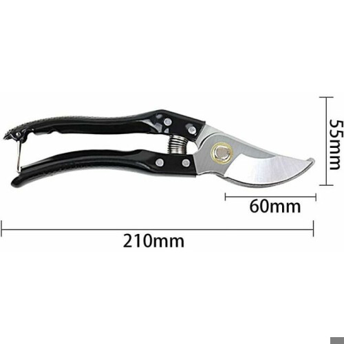 Stainless steel garden shears with lock and non-slip handle, black VHV 1