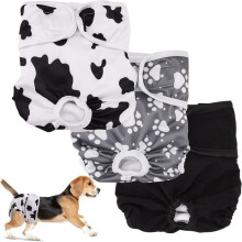Pack of 3 washable diapers for female dogs, reusable diapers for female dogs, hygienic diapers for animals, size M