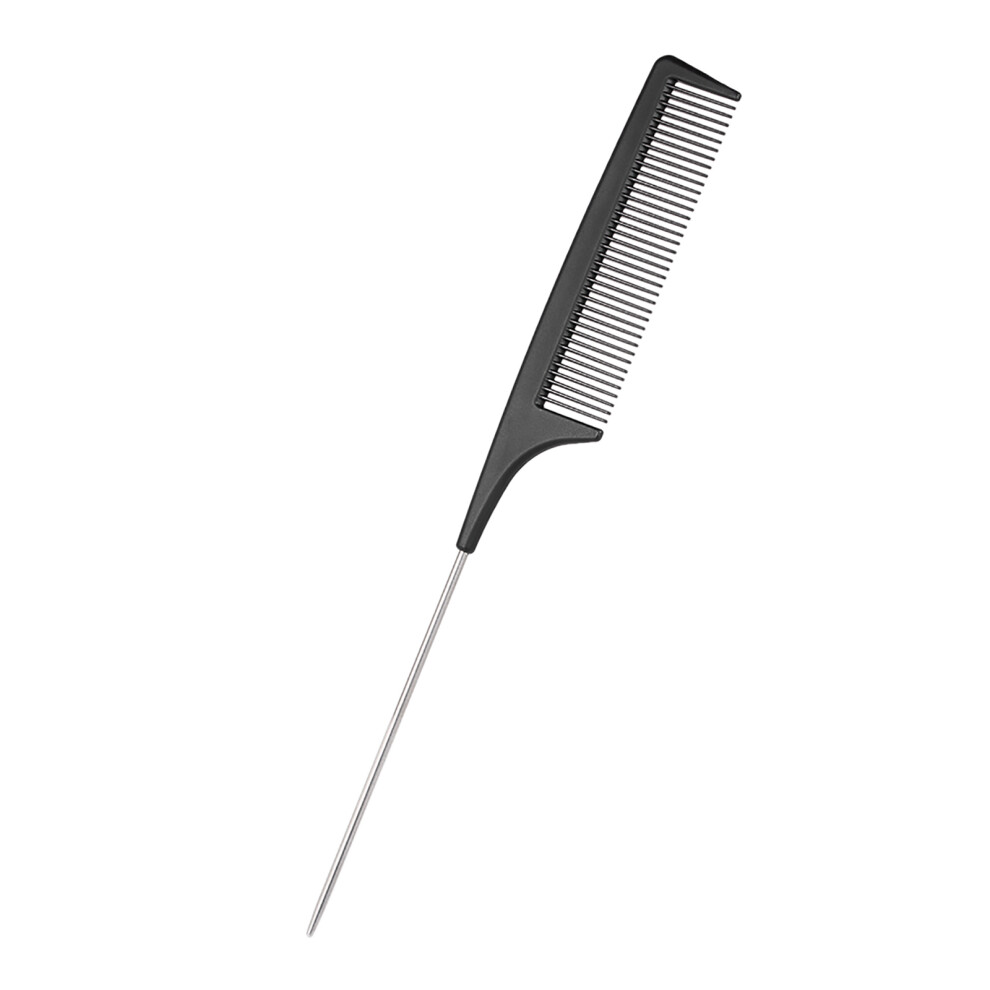 Unisex Salon Hair Plastic Hair Cutting Comb Stainless Steel Comb Handle Professional Barber Hairdressing Comb