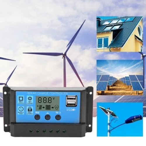 Blue automatic PWM solar controller with LED electronic microcontroller for outdoor off-grid solar systems 2