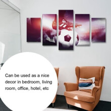 5-piece canvas wall decoration with football as sports motif for home, office, bedroom (size S)