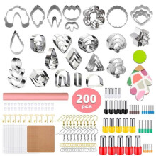 Set of 200 polymer clay cutters, 25 clay molds, 40 round shapes and 111 earring accessories