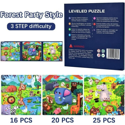Magnetic puzzle for children – Brand – Deep forest – 3 difficulty levels – Animals 2