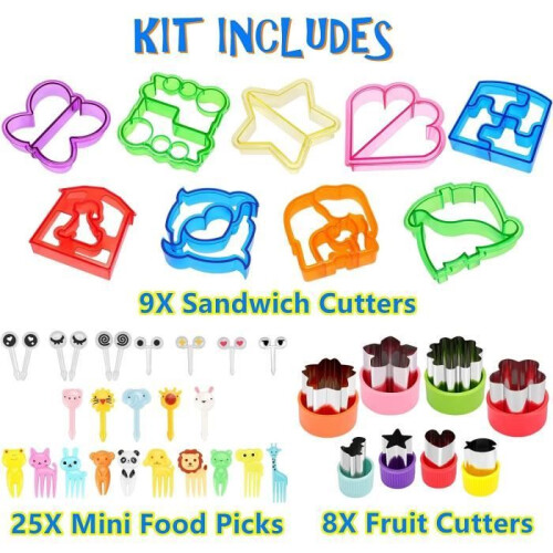 Set of 45 fruit and vegetable cookie cutters for children's bento boxes 1