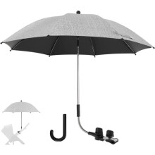 Universal umbrella for prams and buggies, UV protection 50+, diameter 85 cm, with umbrella handle - gray