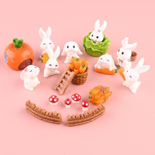 20 Mini Bunny Cake Toppers for Kids' Parties 2