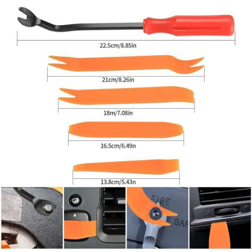 Universal plastic set for car door panels, clips and rivets with removal pliers 2