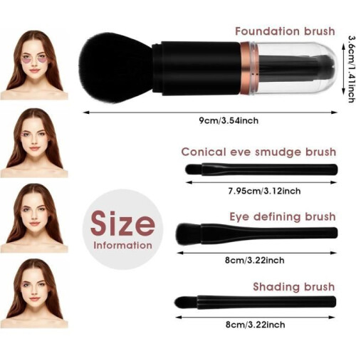 Makeup Brush – Not Specified – 4 in 1 – Retractable – Portable – Black 2