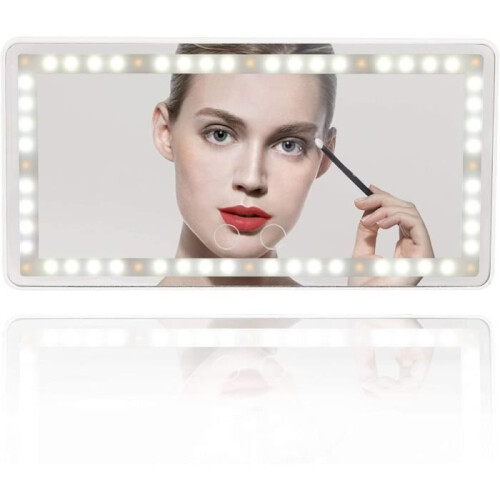 Car Vanity Mirror with 60 LEDs for Sun Visor, Touch Switch Makeup Mirror (White)