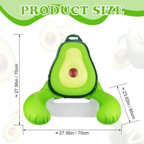 Inflatable 4-in-1 avocado-shaped float, portable and foldable, ideal for outdoor, beach, pool and more. 1