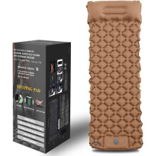 Inflatable Camping Mattress, Ultralight Waterproof Sleeping Mat with Foot Pump and Pillow for Tent, Hiking, Yellow