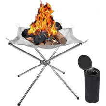 Portable outdoor fire pit - stainless steel - foldable - barbecue fireplace - patio, garden