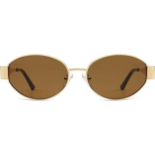 Sunglasses - Trendy - Oval - UV400 - Metal - Brown 1