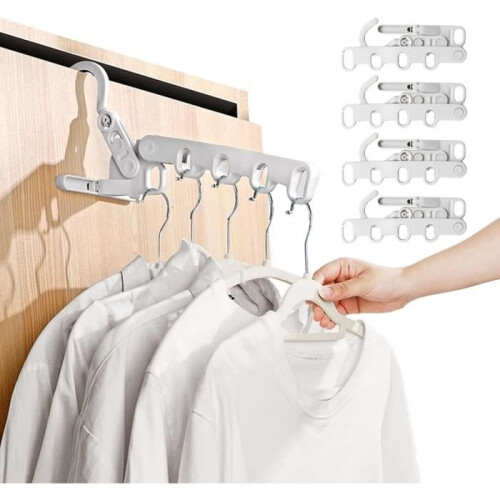 5-pack foldable travel hangers with 5 holes - White - Portable and modern design