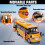 Toy School Bus – Die-Cast Model – 23.5cm – Lights and Sounds – Opening Doors – Yellow 2
