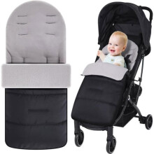 Universal footmuff for strollers - 45 x 86 cm - Windproof, removable, suitable for babies - Gray
