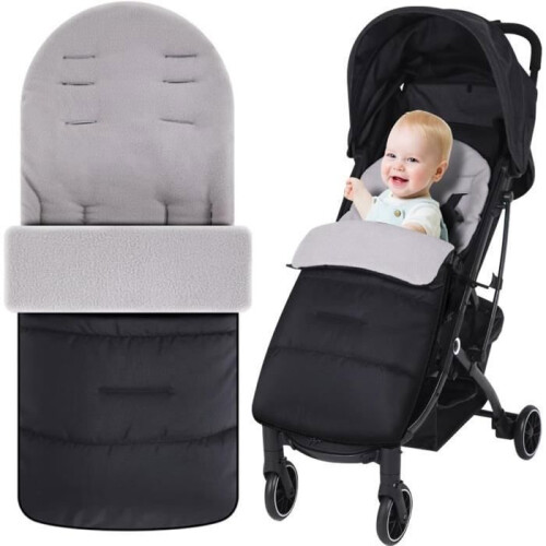 Universal footmuff for strollers - 45 x 86 cm - Windproof, removable, suitable for babies - Gray