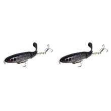 Joint fish lures with ultra-sharp treble hooks, lifelike lures with tail, black, 2 pieces
