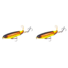 Joint fish attractors with ultra-sharp treble hooks, lifelike attractors with tail, yellow, 2 pcs.