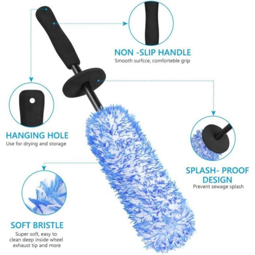 Rim cleaning brush, microfiber brush, scratch-resistant, blue 2