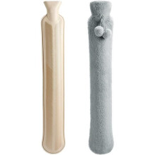 Large outdoor fleece hot water bottle (2 liter) with cover (gray)