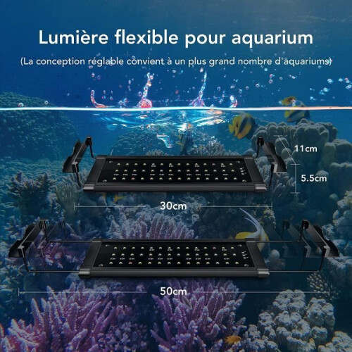 Full-spectrum LED aquarium lighting with extendable brackets (colors 30-50 cm) 2