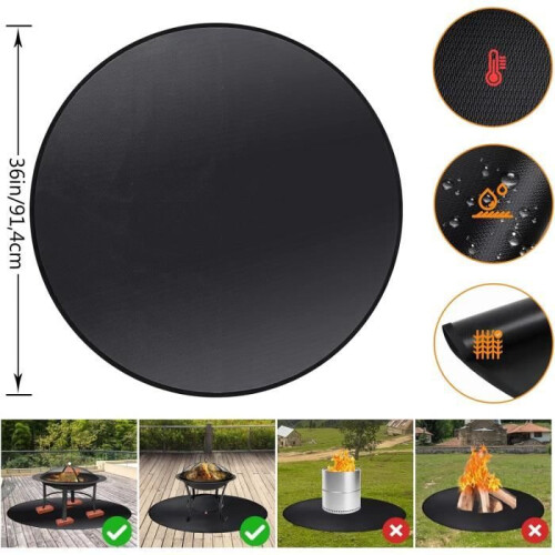 LECOO Fire-Retardant Floor Mat – 91 cm – Heat-Resistant – Waterproof – Black 1