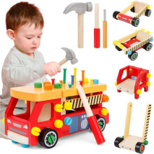 Wooden toys - MEGAWISE - Tool trolley - 62 pieces - Montessori - Motor development